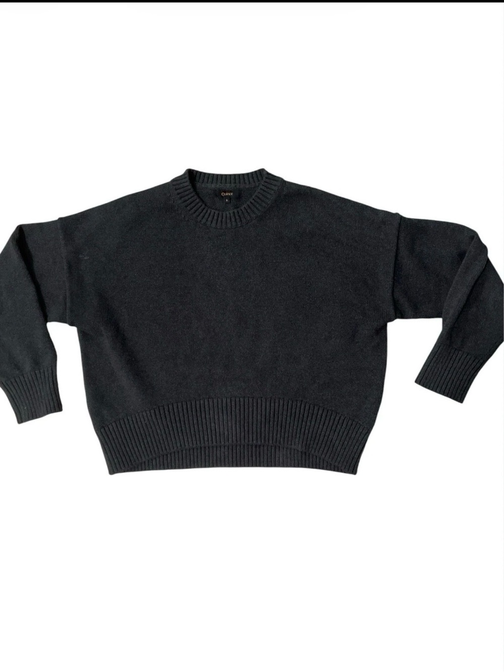 Quince 100% organic cotton Charcoal Boyfriend Crewneck Sweater - Ribbed Hem